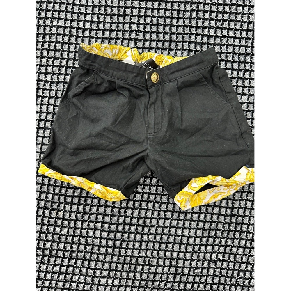 Versace Barocco Trim Shorts Toddler 24M Black Excellent Gold Medusa‎ Button